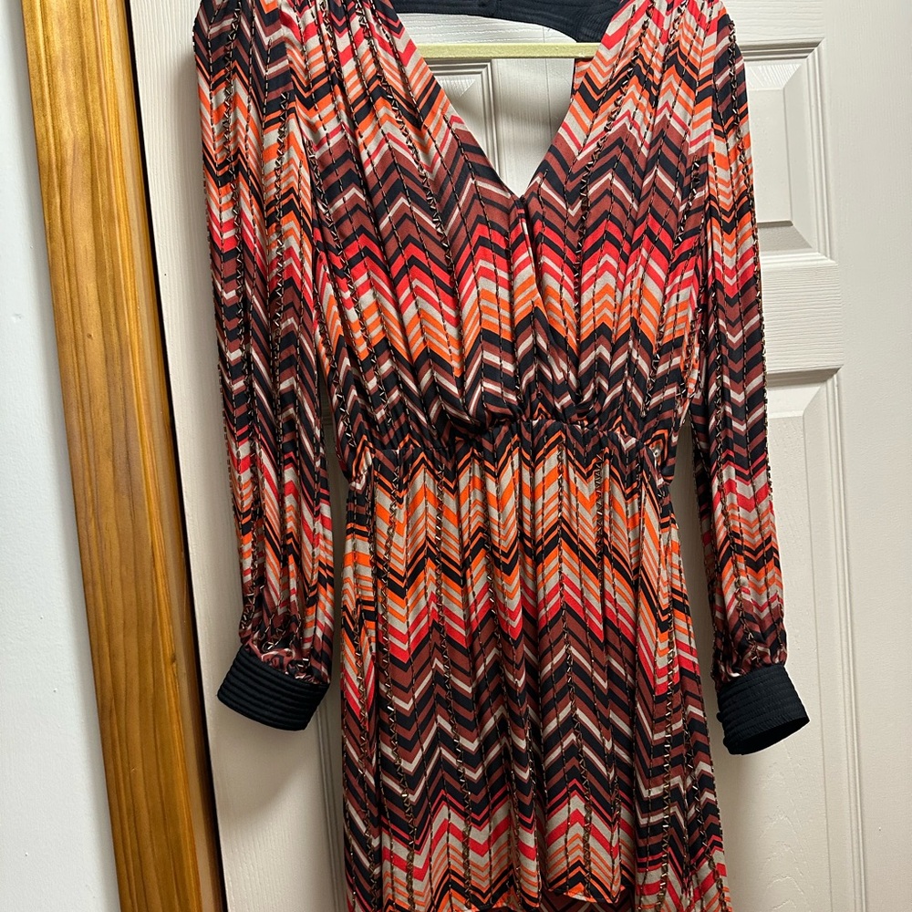 Parker Multicolor Chevron Long Sleeve Dress